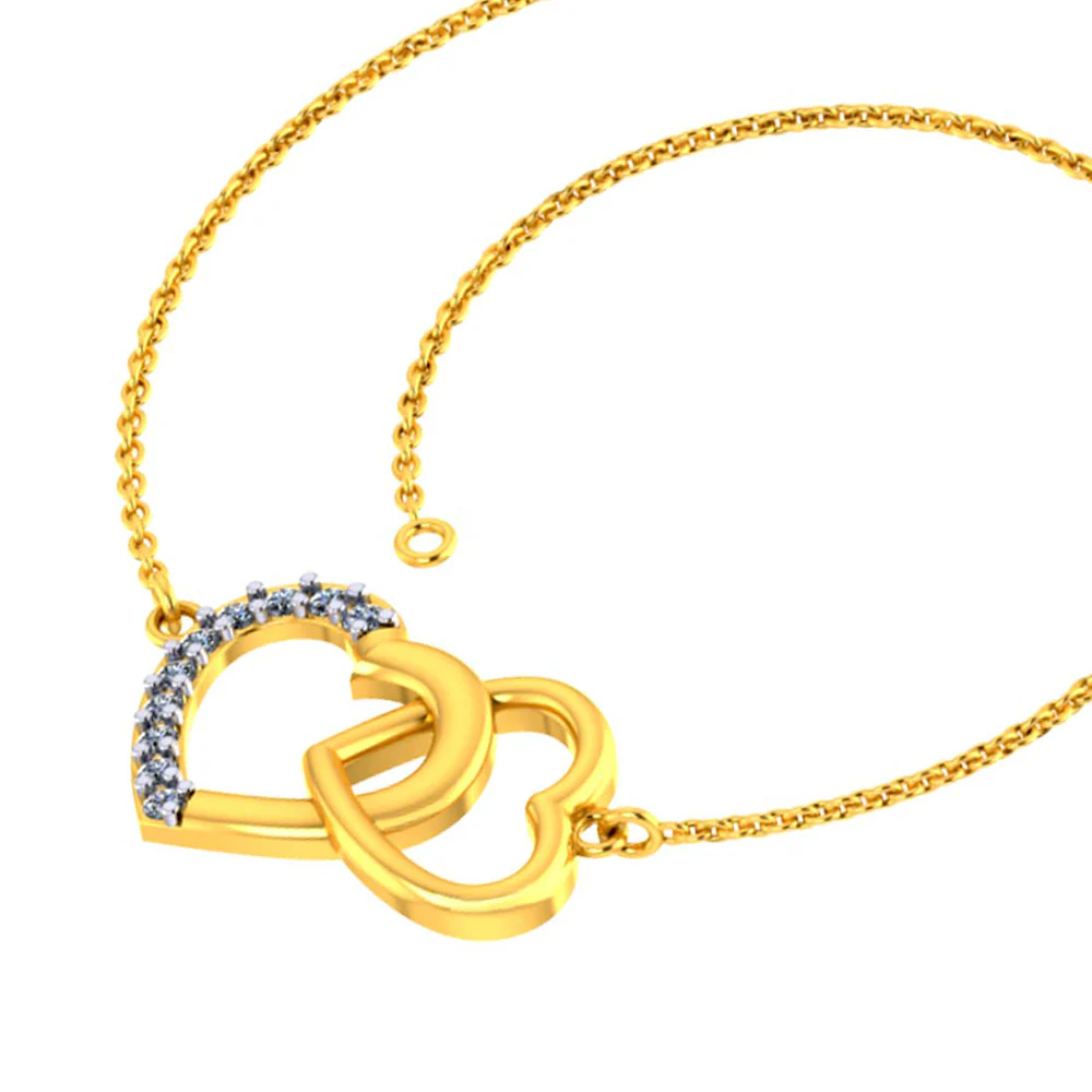 Alluring 14k Gold And Diamond Embellished Heart Loop Designer Bracelet For Women From Diamond Collection Pc Chandra - Image 3