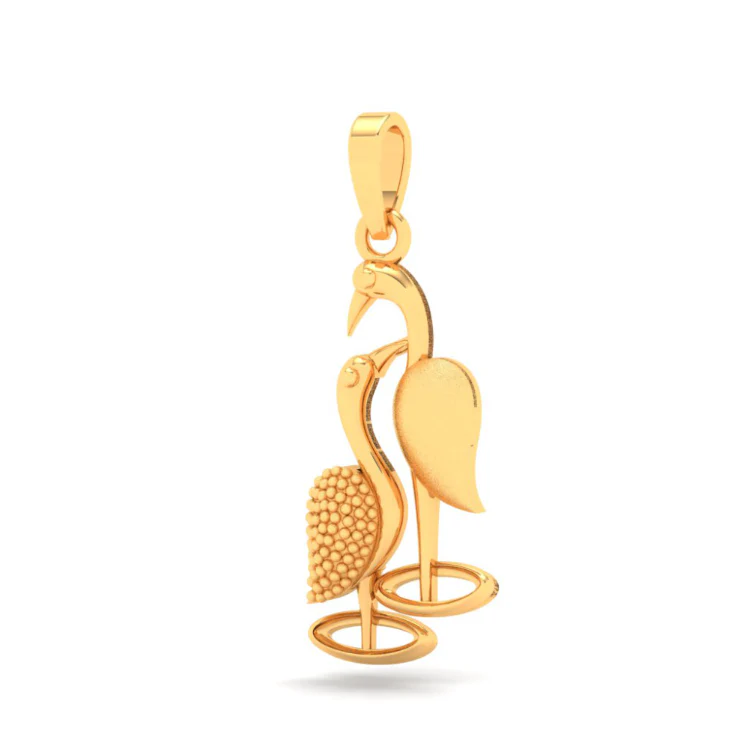 Alluring 22k Gold Crane Bird Motif Pendant From Pc Chandra Jewellers - Image 2