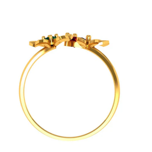 Amazea Stone Studded Double Floral 22KT Gold Ring Design - Image 3