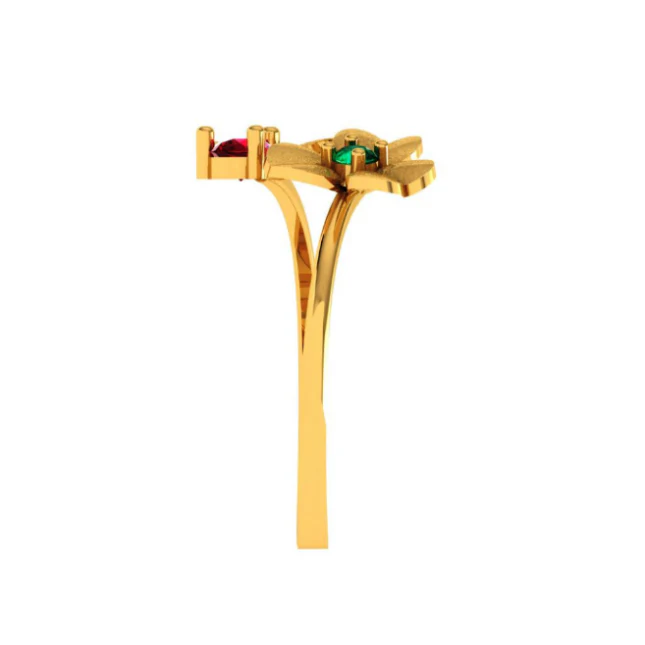 Amazea Stone Studded Double Floral 22KT Gold Ring Design - Image 5