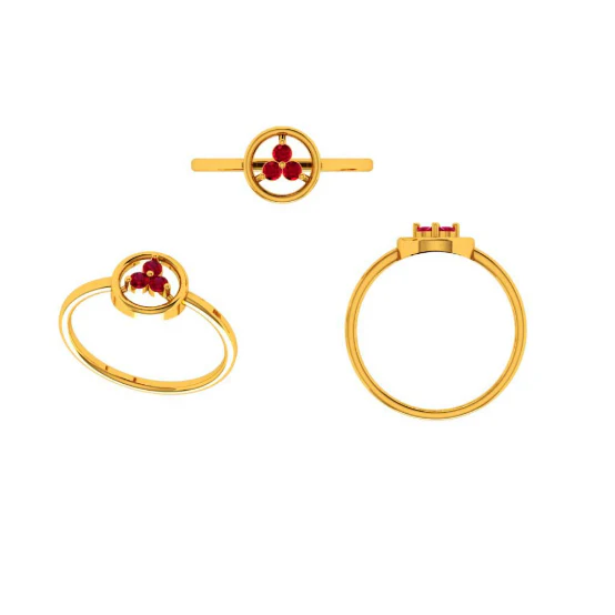 Amazea Stone Studded Everyday Purpose Intricately Designed 14KT Gold Ring - Image 6