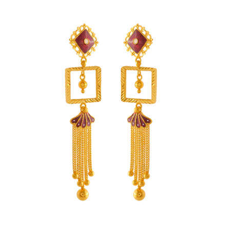 Artistic 22k Gold Hanging Earrings With Minute Details - Image 2