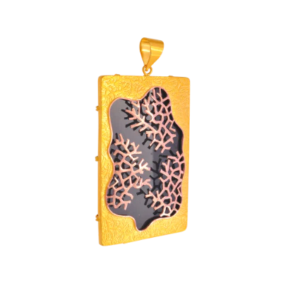 Artistic Rectangle Shape 22k Gold Jewellery Set With Fine Details - Image 3