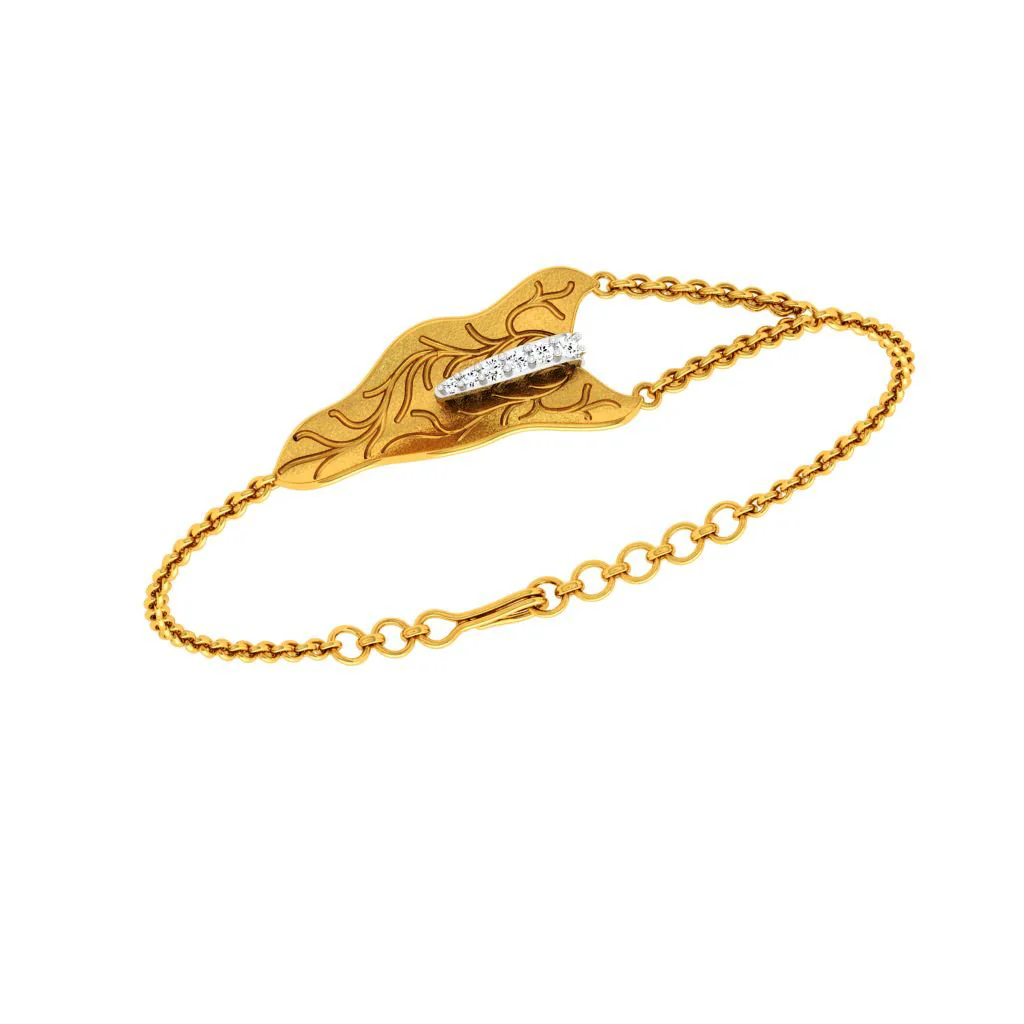 Asymmetric Gold Motif Diamond Bracelet - Image 2