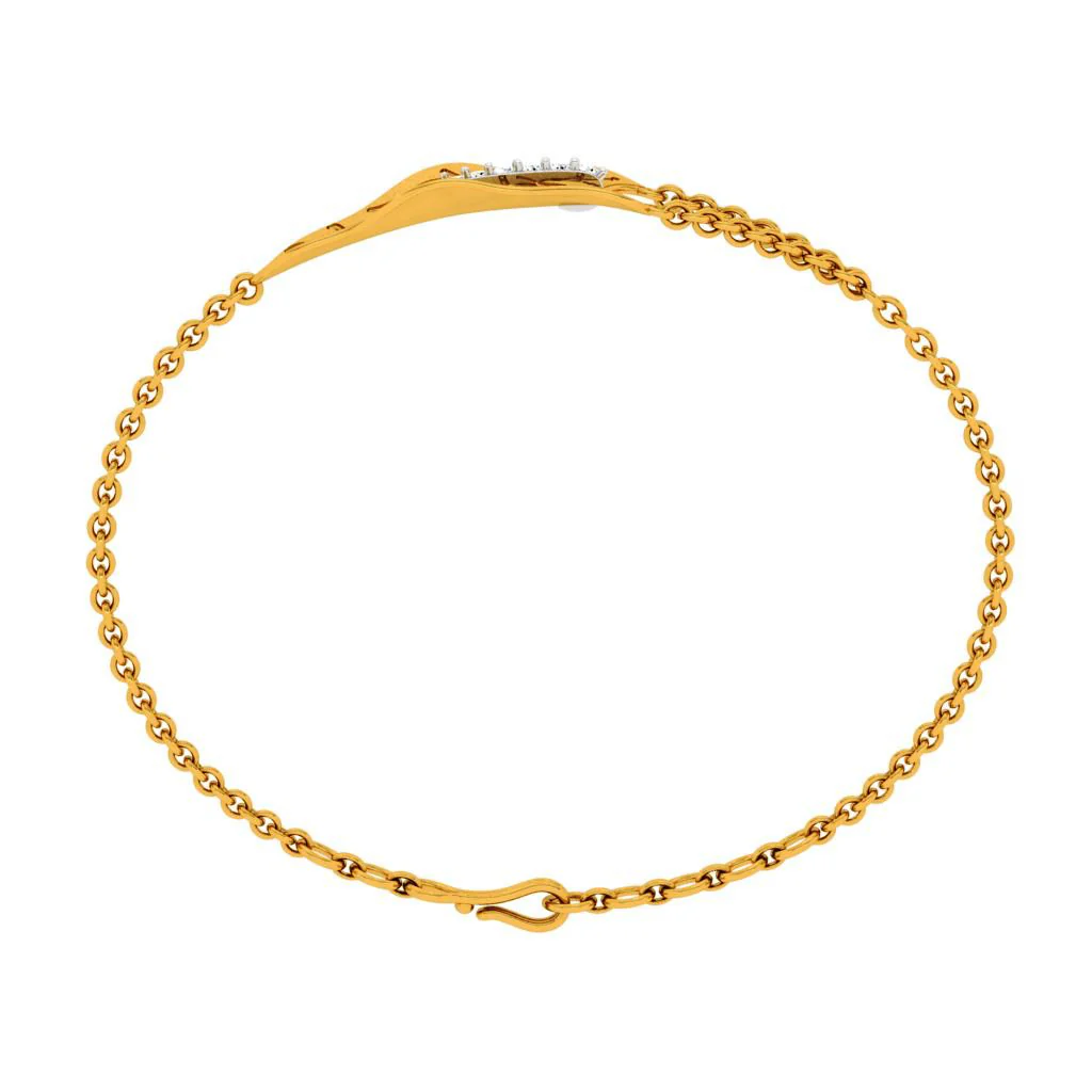 Asymmetric Gold Motif Diamond Bracelet - Image 3