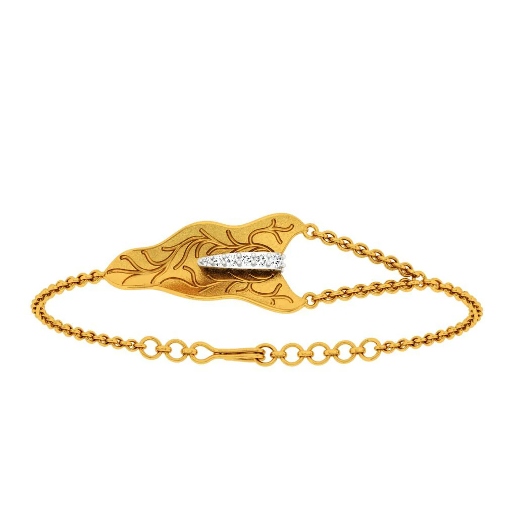 Asymmetric Gold Motif Diamond Bracelet - Image 4