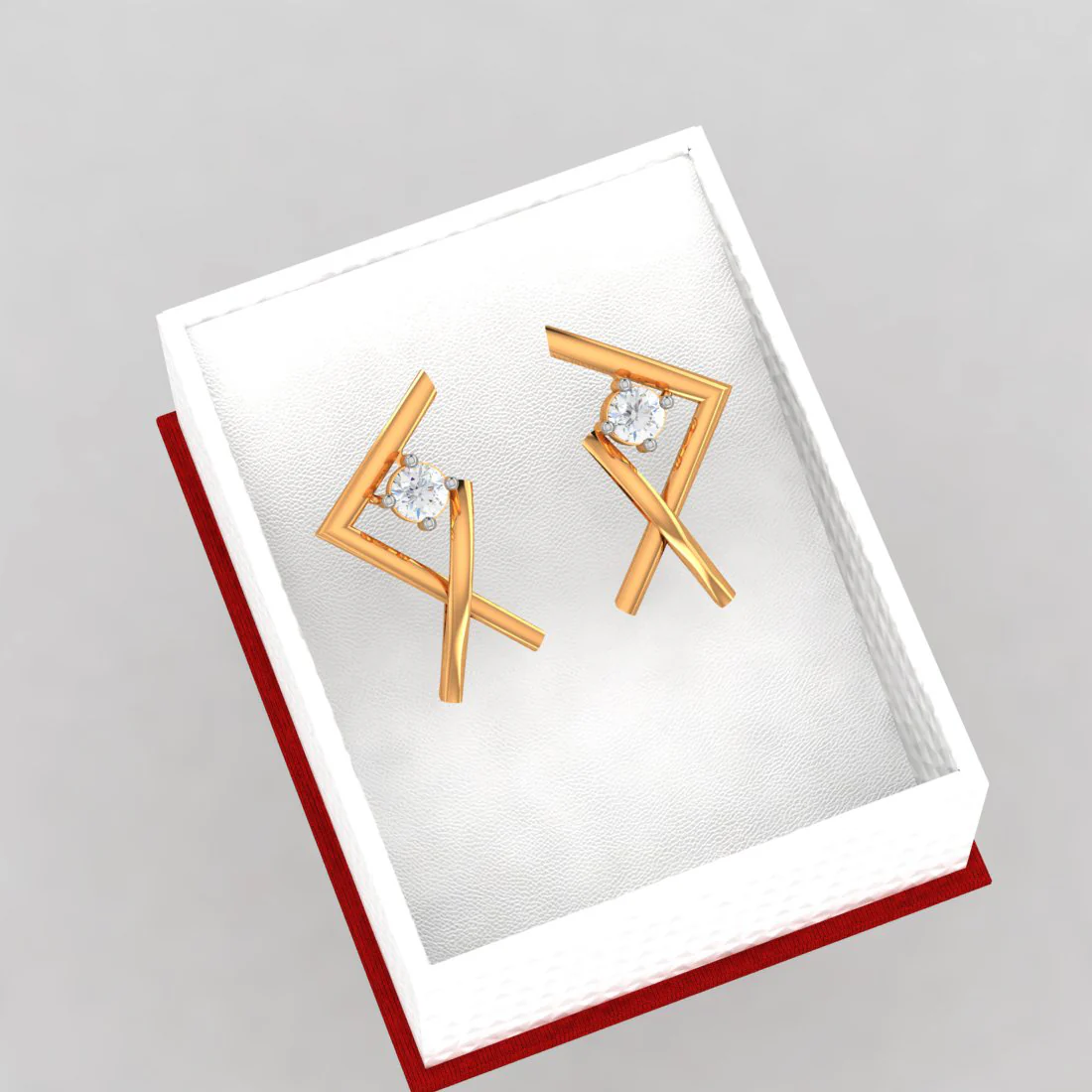 Asymmetrical Designed 18k Gold & Diamond Earrings - Image 6