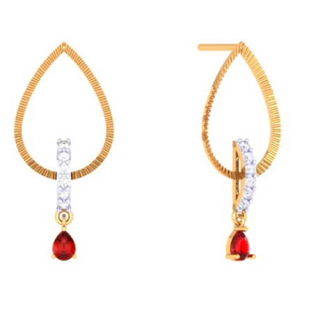 Attractive Stone Studded Gold Earring - Image 2