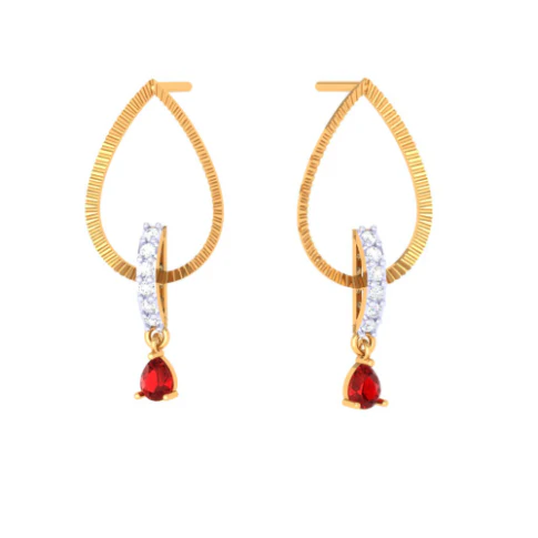 Attractive Stone Studded Gold Earring - Image 5