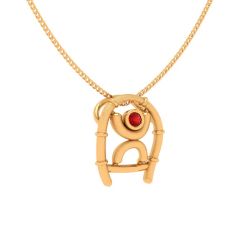 Auspicious 14k Gold Red Gem Pendant For Women  From Pc Chandra Online Exclusive - Image 5