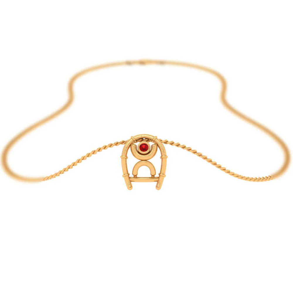 Auspicious 14k Gold Red Gem Pendant For Women  From Pc Chandra Online Exclusive - Image 6