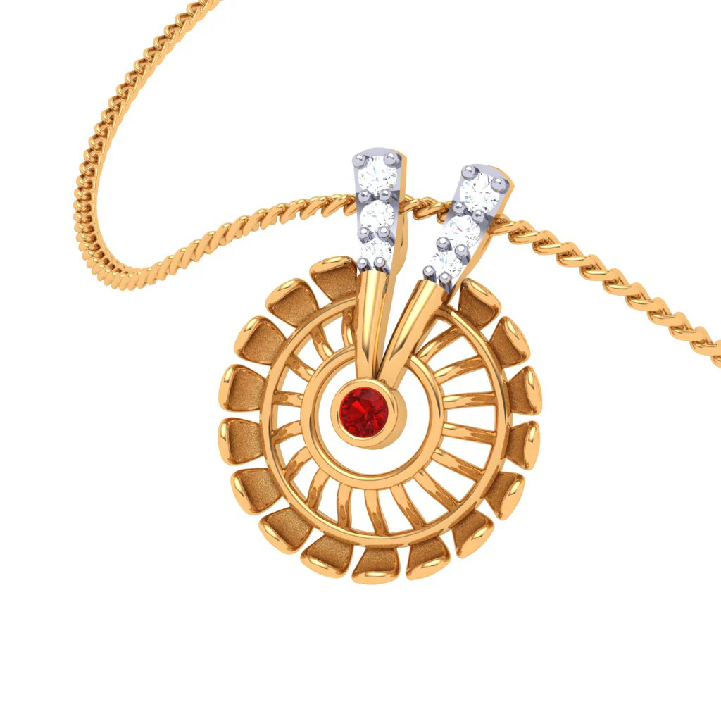 Auspicious 18 Karat Yellow Gold And Diamond Pendant - Image 6