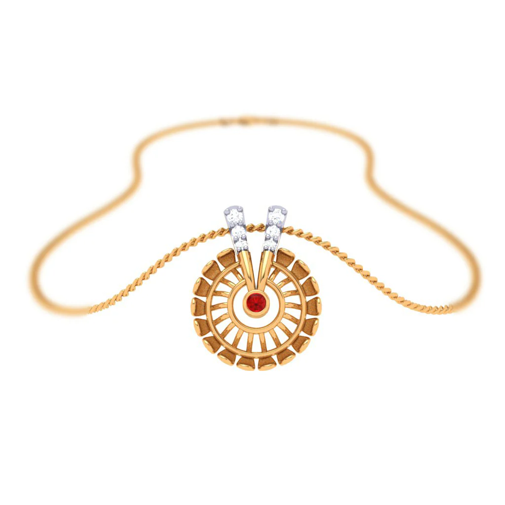 Auspicious 18 Karat Yellow Gold And Diamond Pendant - Image 7