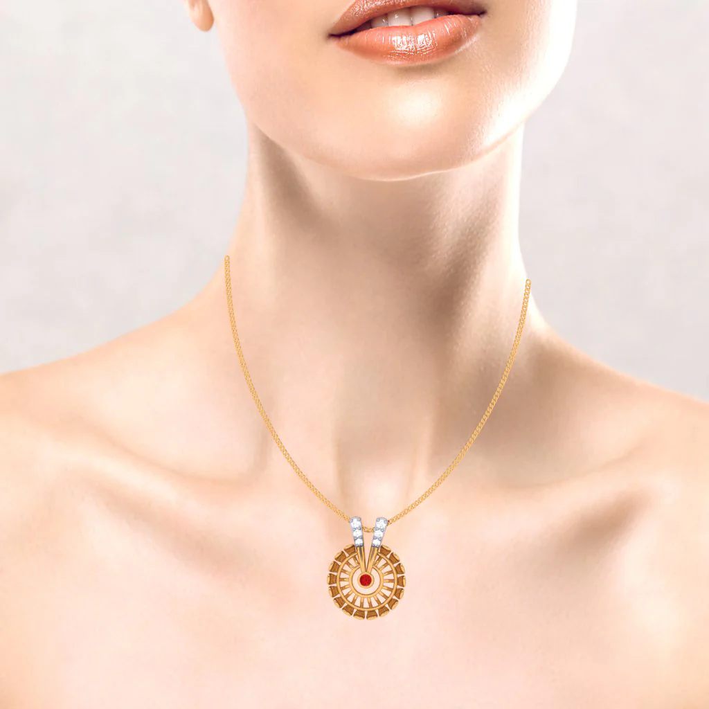 Auspicious 18 Karat Yellow Gold And Diamond Pendant - Image 8