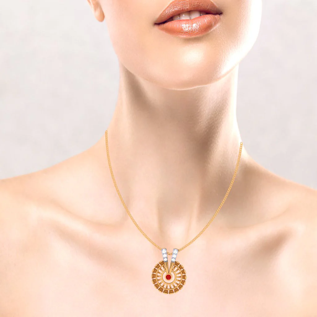 Auspicious 18 Karat Yellow Gold And Diamond Pendant - Image 9