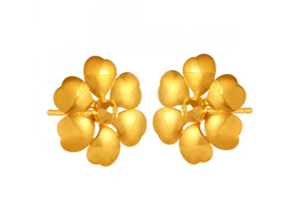 Beautiful 22k Floral Gold Stud Earrings - Image 3