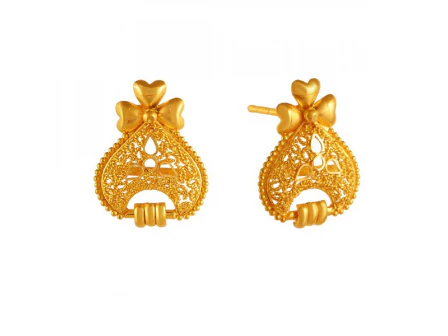 Beautiful 22k Gold Stud Earrings With Minute Details - Image 2