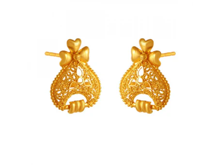 Beautiful 22k Gold Stud Earrings With Minute Details - Image 3