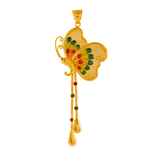 Beautiful Butterfly Shape 22k Gold Drop Style Jewellery Set - Image 2