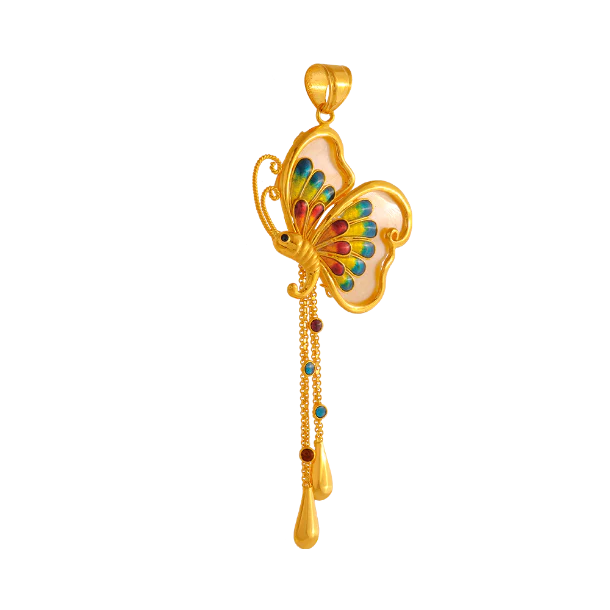 Beautiful Butterfly Shape 22k Gold Drop Style Jewellery Set - Image 3