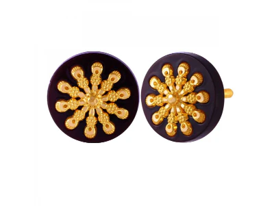 Beautiful Spherical Shape Pola Earrings Carved With 22k Gold - Image 2