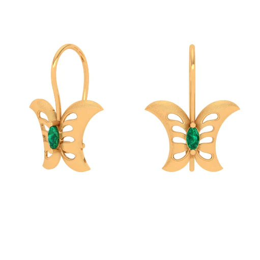 Beguiling Butterfly Pattern Gold Earrings - Image 2