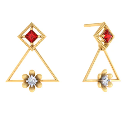 Beguiling Triangle Shaped Gold Earrings - Image 2