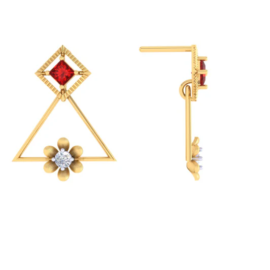 Beguiling Triangle Shaped Gold Earrings - Image 3