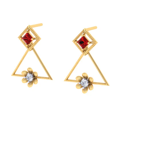 Beguiling Triangle Shaped Gold Earrings - Image 4