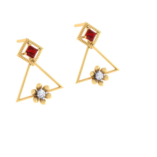 Beguiling Triangle Shaped Gold Earrings - Image 5
