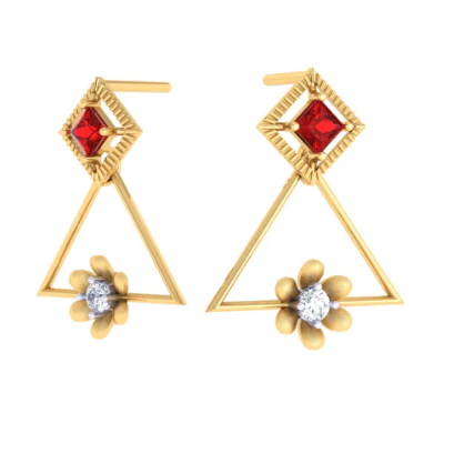 Beguiling Triangle Shaped Gold Earrings - Image 7