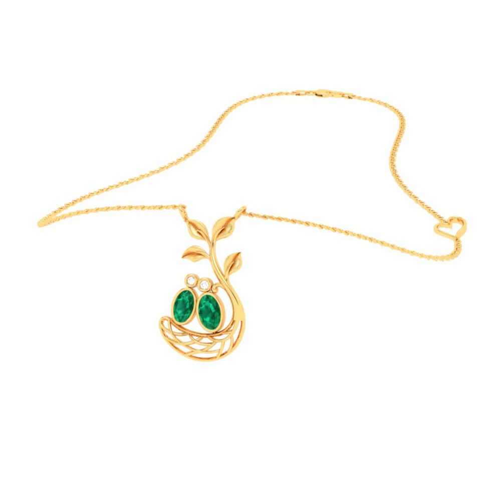 Best Unique 14k Gold Splendor Sapling With Green Stone From Pc Chandra Amazea Collection - Image 5