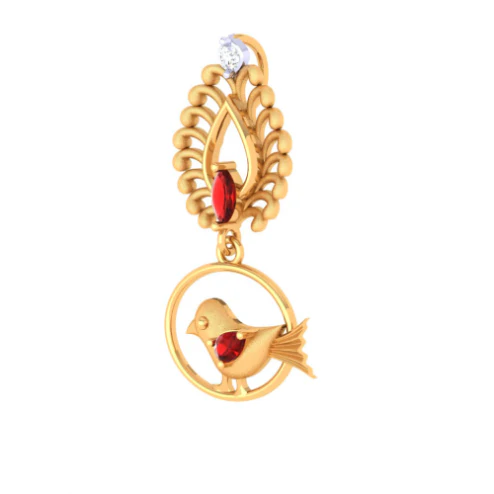 Bird Patterned Gold Pendant - Image 2