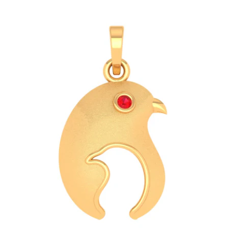 Birdie Red Stone 14k Gold Pendant