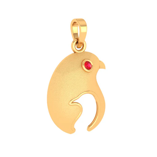 Birdie Red Stone 14k Gold Pendant - Image 2