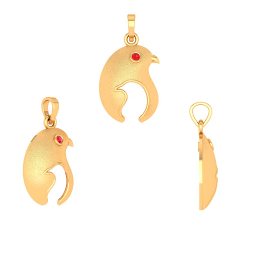 Birdie Red Stone 14k Gold Pendant - Image 4