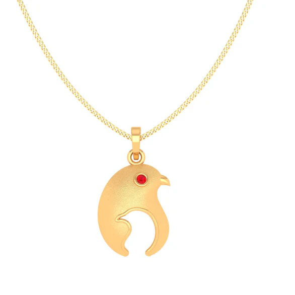 Birdie Red Stone 14k Gold Pendant - Image 5