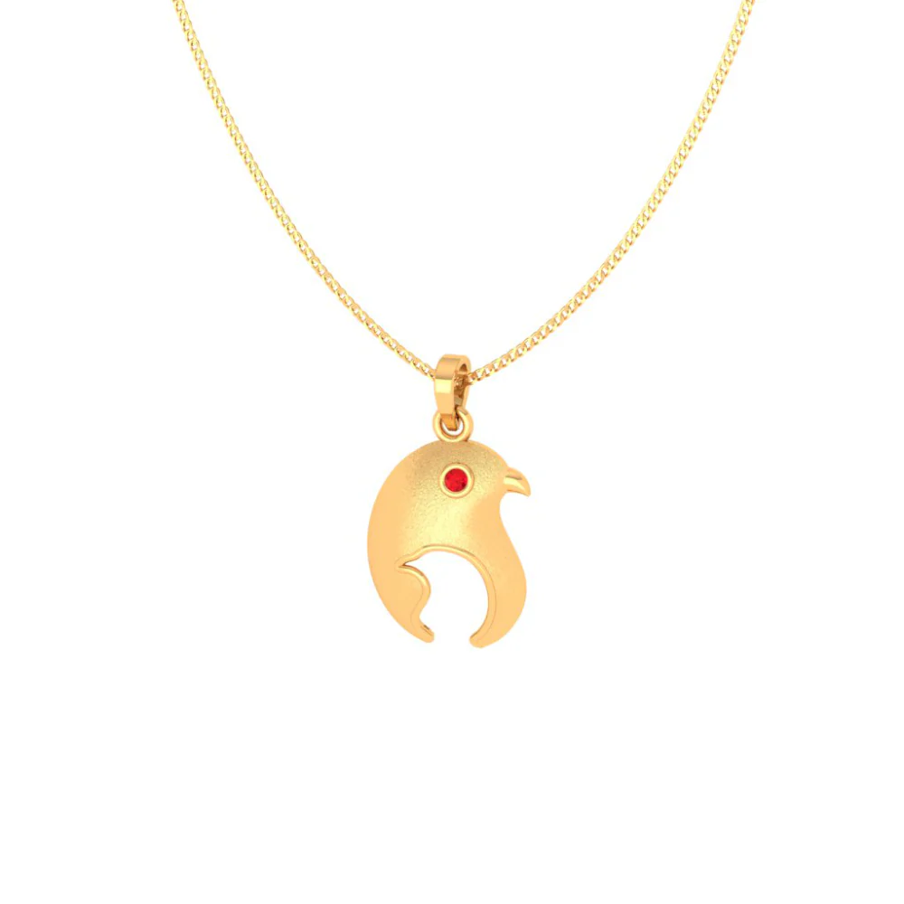 Birdie Red Stone 14k Gold Pendant - Image 6