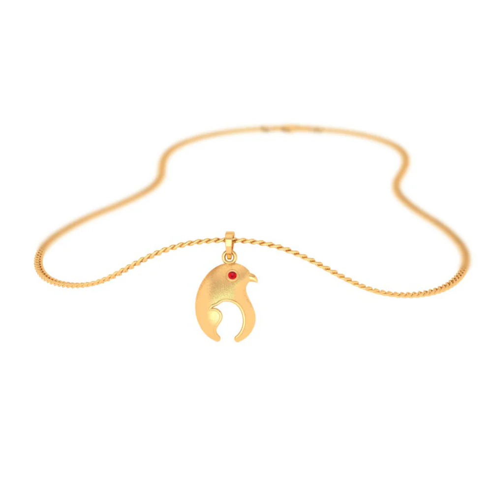 Birdie Red Stone 14k Gold Pendant - Image 7