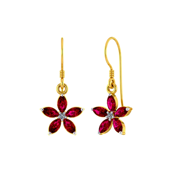 Blood Daisy Gold Earrings - Image 2