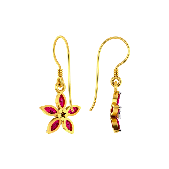 Blood Daisy Gold Earrings - Image 5