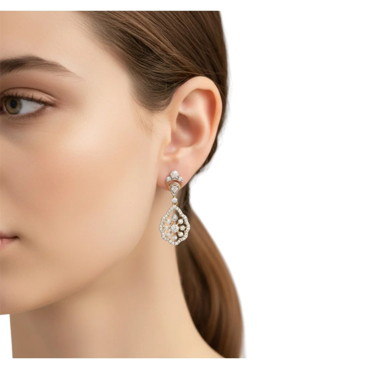 Bloom Certified Natural Diamond Earring in 18KT Gold - Image 2