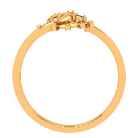 Blue Crystal Embossed 22k Gold Ring - Image 3