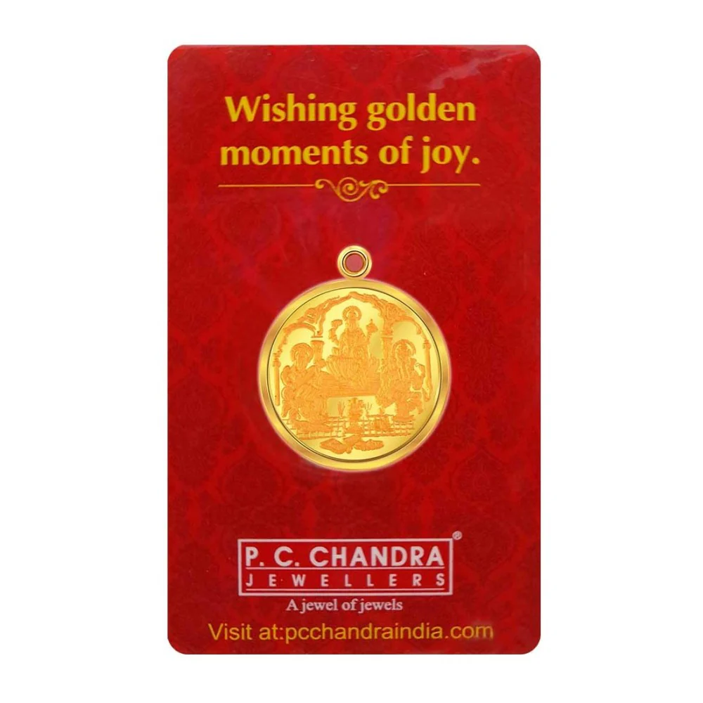 Buy 24k, 10 Gm Laksmi Saraswati Ganesha Gold Coin Pendant.