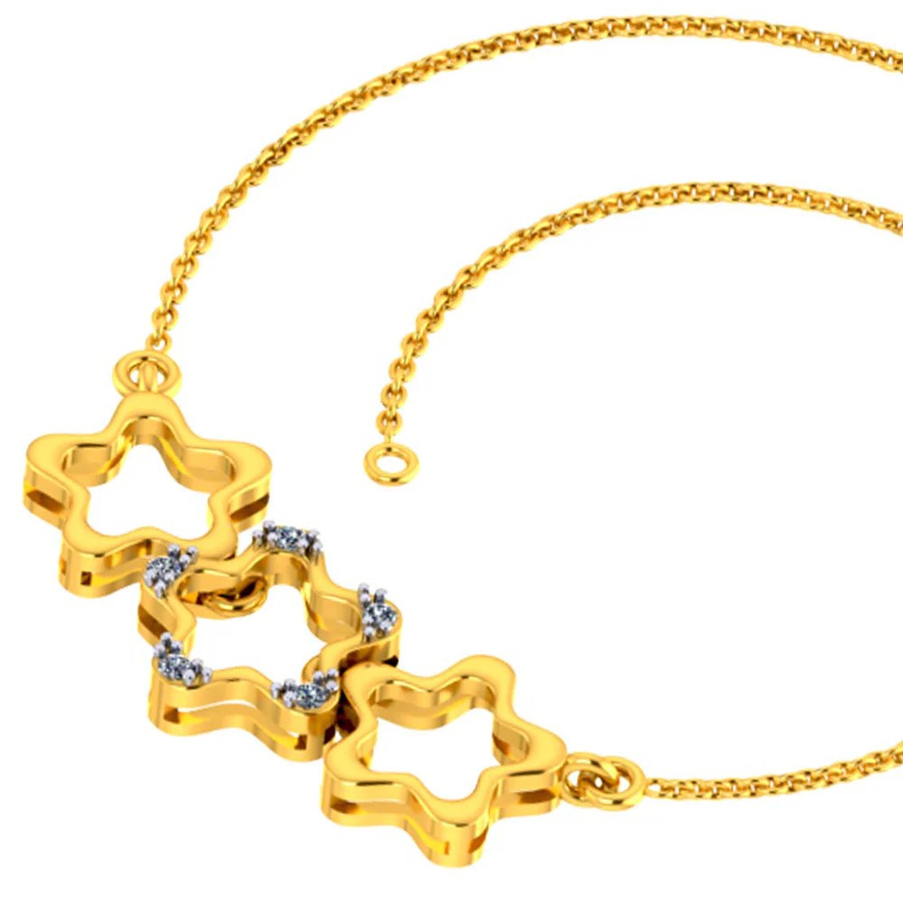 Charming 14k Gold And Diamond Star Design Bracelet For Women From Pc Chandra Jewellers - Image 3