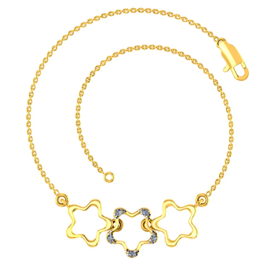 Charming 14k Gold And Diamond Star Design Bracelet For Women From Pc Chandra Jewellers - Image 4