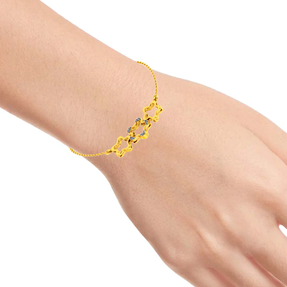 Charming 14k Gold And Diamond Star Design Bracelet For Women From Pc Chandra Jewellers - Image 5