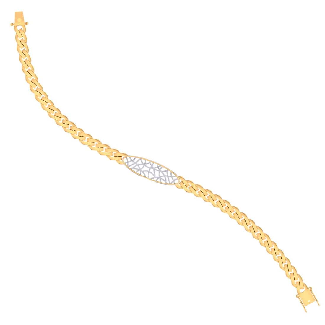 Charming 18KT (750) Yellow GoldT  Geometric Oval Design Centrepiece Bracelet for Men - Image 2