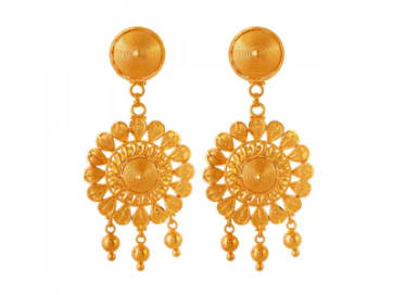 Charming 22k Gold And Pearls Jewellery Set With Round Flower Motif - Image 6