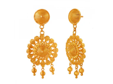 Charming 22k Gold And Pearls Jewellery Set With Round Flower Motif - Image 7